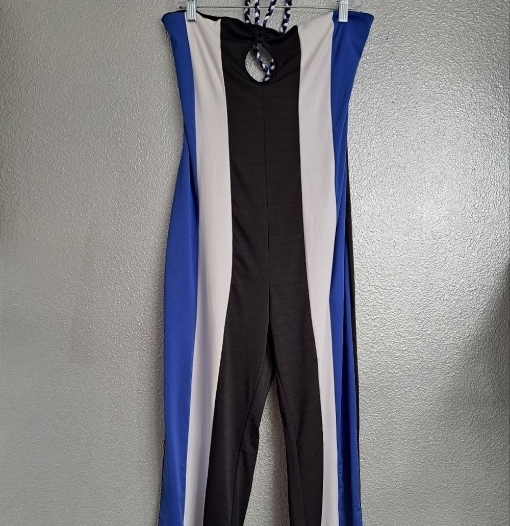 Black, White & Blue Jump Suit